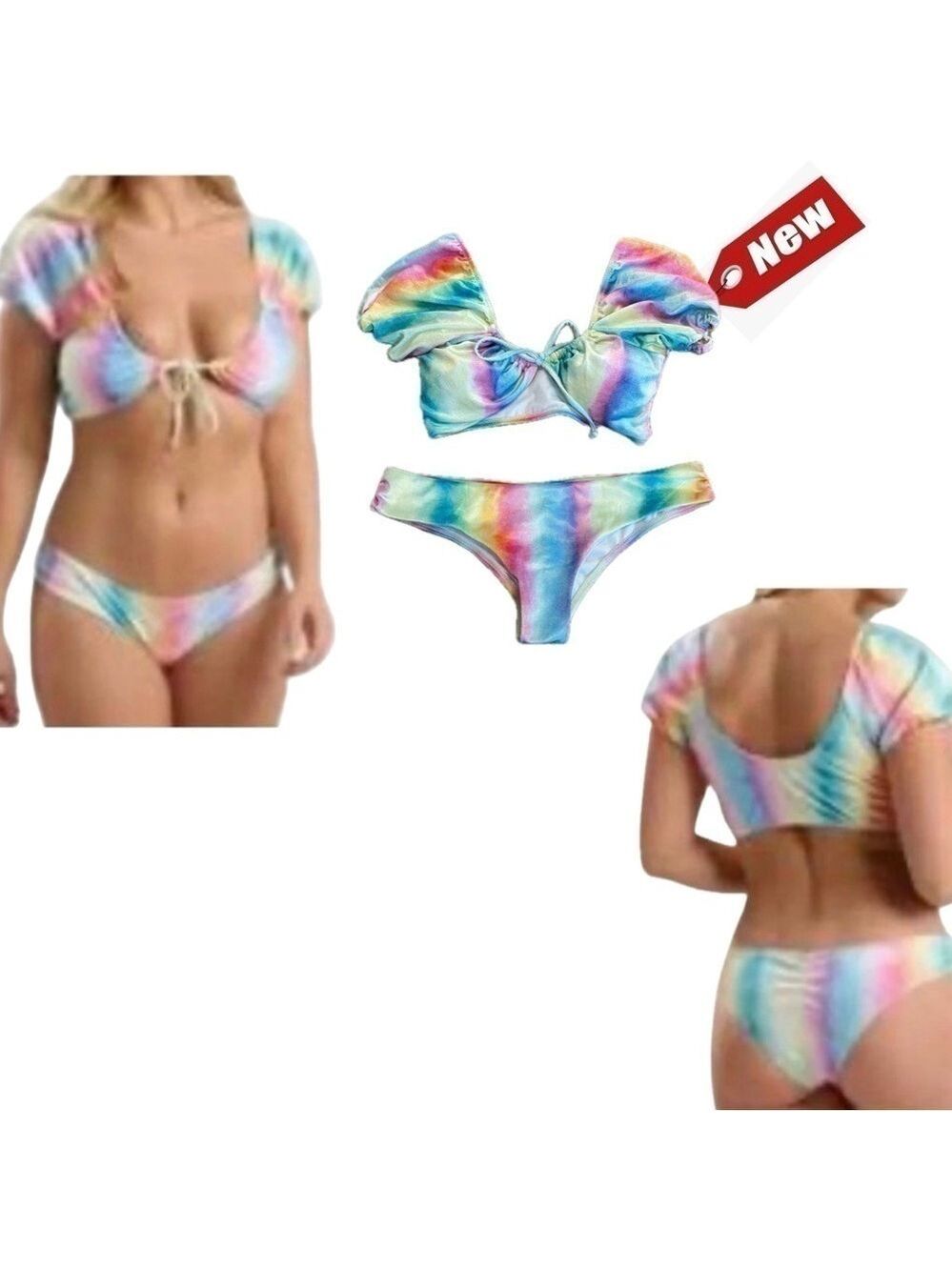 Quint soul multicoloured rainbow oasis of the seas bolero top bikini set M NWT